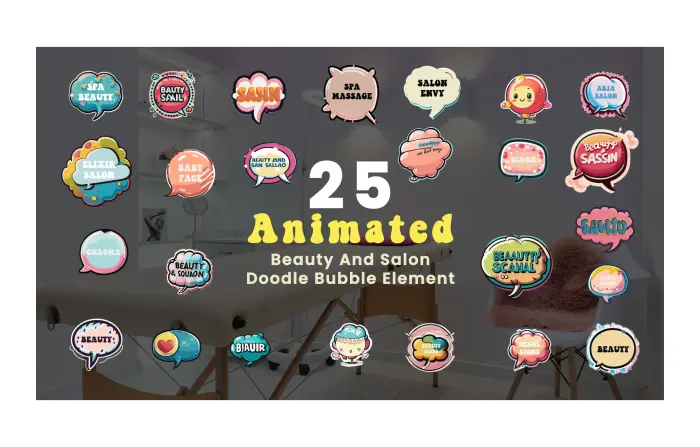 Animated Beauty and Saloon Doodle Bubble Elements Pack